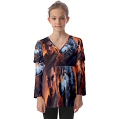 Be Dare For Everything Kids  V Neck Casual Top by Saikumar