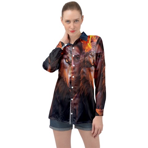 Be Fearless Long Sleeve Satin Shirt by Saikumar