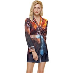 Be Fearless Long Sleeve Satin Robe by Saikumar