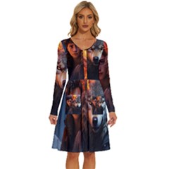 Be Fearless Long Sleeve Dress With Pocket by Saikumar