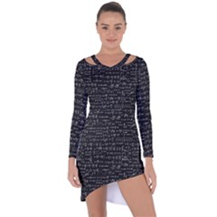 Math Equations Formulas Pattern Asymmetric Cut-out Shift Dress by Ravend