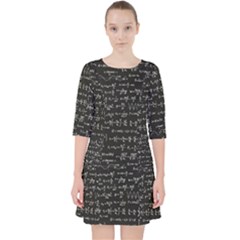 Math Equations Formulas Pattern Quarter Sleeve Pocket Dress by Ravend