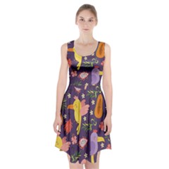 Exotic Seamless Pattern With Parrots Fruits Racerback Midi Dress by Ravend