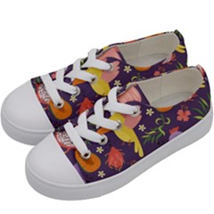 Exotic Seamless Pattern With Parrots Fruits Kids  Low Top Canvas Sneakers by Ravend