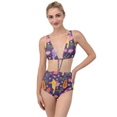 Exotic Seamless Pattern With Parrots Fruits Tied Up Two Piece Swimsuit by Ravend