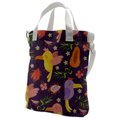 Exotic Seamless Pattern With Parrots Fruits Canvas Messenger Bag by Ravend