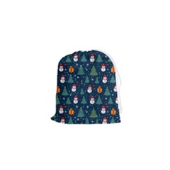 Snow Snowman Tree Christmas Tree Drawstring Pouch (xs) by Ravend