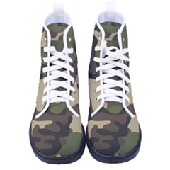 Texture Military Camouflage Repeats Seamless Army Green Hunting Women s High-top Canvas Sneakers