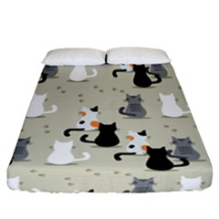 Cute Cat Seamless Pattern Fitted Sheet (california King Size) by Ravend