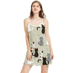 Cute Cat Seamless Pattern Summer Frill Dress by Ravend