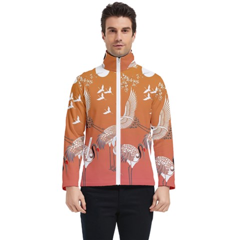 Japanese Crane Painting Of Birds Men s Bomber Jacket by Cendanart