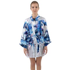 Cat Long Sleeve Satin Kimono by saad11