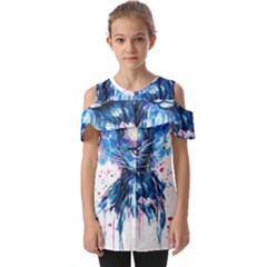 Cat Fold Over Open Sleeve Top by saad11