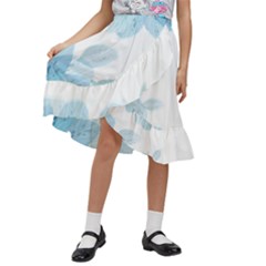 Blue-flower Kids  Ruffle Flared Wrap Midi Skirt by saad11