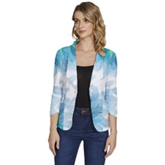 Blue-flower Women s One-button 3/4 Sleeve Short Jacket by saad11