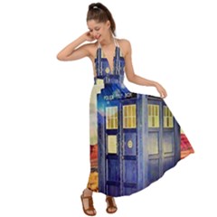 Tardis Wilderness Doctor Who Backless Maxi Beach Dress by Cendanart