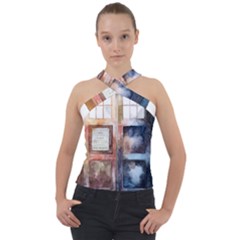 Tardis Doctor Who Cross Neck Velour Top by Cendanart