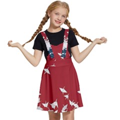 Red Sun Sea Waves Bird Japanese Art Minimalist Kids  Apron Dress by Bedest