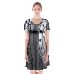 Tire Short Sleeve V-neck Flare Dress by Ket1n9