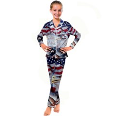 United States Of America Images Independence Day Kids  Satin Long Sleeve Pajamas Set by Ket1n9