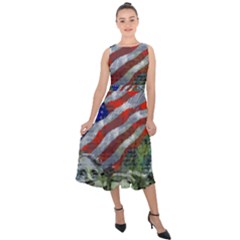 Usa United States Of America Images Independence Day Midi Tie-back Chiffon Dress by Ket1n9