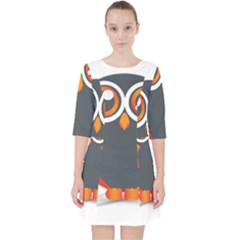 Owl Logo Quarter Sleeve Pocket Dress by Ket1n9