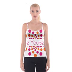 Be Yourself Pink Orange Dots Circular Spaghetti Strap Top by Ket1n9