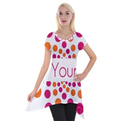 Be Yourself Pink Orange Dots Circular Short Sleeve Side Drop Tunic by Ket1n9