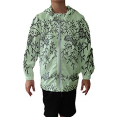 Illustration Of Butterflies And Flowers Ornament On Green Background Kids  Hooded Windbreaker by Ket1n9