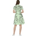 Illustration Of Butterflies And Flowers Ornament On Green Background Short Sleeve Waist Detail Dress View2