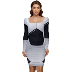 Soccer Ball Women Long Sleeve Ruched Stretch Jersey Dress by Ket1n9