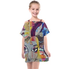 Graffiti Mural Street Art Painting Kids  One Piece Chiffon Dress by Ket1n9