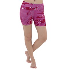 Pink Circuit Pattern Lightweight Velour Yoga Shorts by Ket1n9