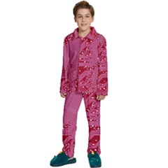 Pink Circuit Pattern Kids  Long Sleeve Velvet Pajamas Set by Ket1n9