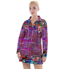 Technology Circuit Board Layout Pattern Women s Long Sleeve Casual Dress by Ket1n9