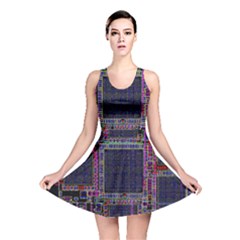 Cad Technology Circuit Board Layout Pattern Reversible Skater Dress by Ket1n9