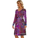 Technology Circuit Board Layout Pattern Long Sleeve Dress With Pocket View2