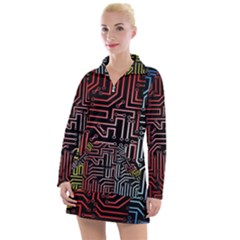 Circuit Board Seamless Patterns Set Women s Long Sleeve Casual Dress by Ket1n9