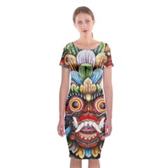 Wood Sculpture Bali Logo Classic Short Sleeve Midi Dress by Ket1n9