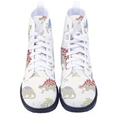 Dinosaur Art Pattern Men s High-top Canvas Sneakers by Ket1n9