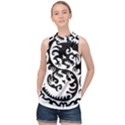 Ying Yang Tattoo High Neck Satin Top View1