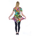 Crazy Illustrations & Funky Monster Pattern Short Sleeve Tunic  View2