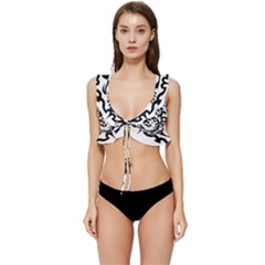 Ying Yang Tattoo Low Cut Ruffle Edge Bikini Top by Ket1n9