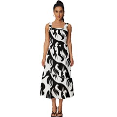 Ying Yang Tattoo Square Neckline Tiered Midi Dress by Ket1n9