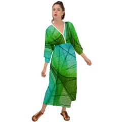 Sunlight Filtering Through Transparent Leaves Green Blue Grecian Style  Maxi Dress by Ket1n9