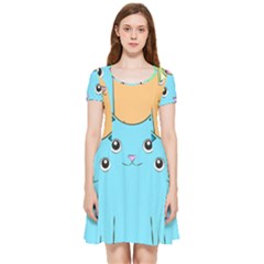 Cat Animals Cartoon Pattern Inside Out Cap Sleeve Dress by Cendanart