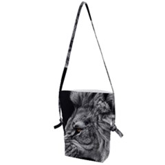 Angry Male Lion Roar Wild Animal Folding Shoulder Bag by Cendanart