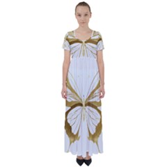 Simulated Gold Leaf Gilded Butterfly High Waist Short Sleeve Maxi Dress by essentialimage