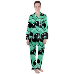 Art Alien Pattern Women s Long Sleeve Satin Pajamas Set	 by Ket1n9