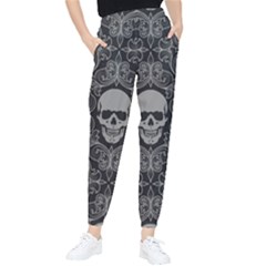 Dark Horror Skulls Pattern Women s Tapered Pants by Ket1n9